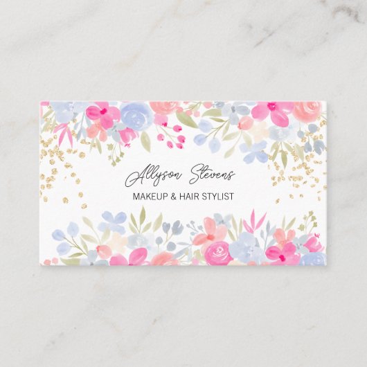 Tuinroze Floral gold make-up hair logo qcode Visitekaartje (Voorkant)