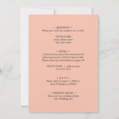 Tuinroze waterverf Flowers Modern chic bruiloft Kaart (Achterkant)