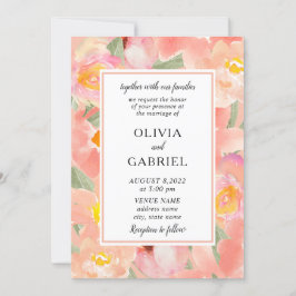 Tuinroze waterverf Flowers Modern chic bruiloft Kaart