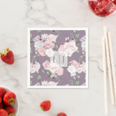 Tuinrozen bloemige monogram servet (Insitu)