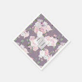 Tuinrozen bloemige monogram servet (Hoek)