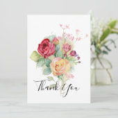 Tuinrozen in waterverf bedankkaart (Staand voorkant)