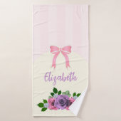 Tuinrozen Roze Strepen Badhanddoek (Badhanddoek)