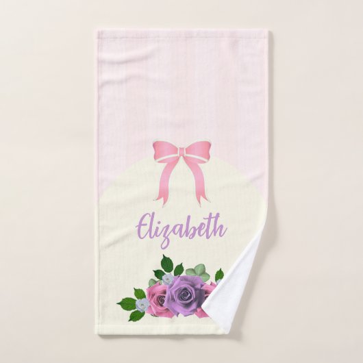 Tuinrozen Roze Strepen Handdoek (Handdoek)