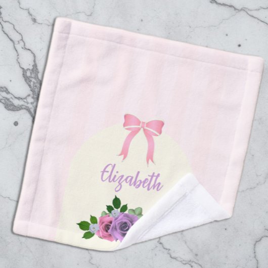 Tuinrozen Roze Strepen Washandje