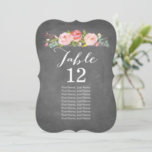 Tuinrozen schoolbord individuele tafelkaartjes kaart (Staand voorkant)