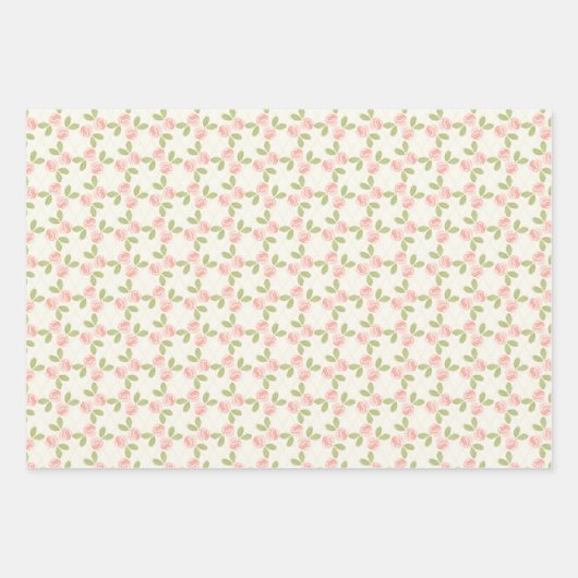 Tuinrozen, Tartan en Strepen in dieproze kleur Inpakpapier Vel (Voorkant 2)