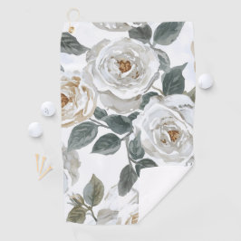 Tuinrozen | Witte Waterverf Bloemige Vintage Golfhanddoek
