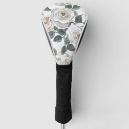 Tuinrozen | Witte Waterverf Bloemige Vintage Golfheadcover