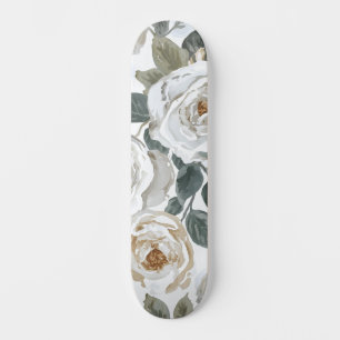 Tuinrozen Witte Waterverf Bloemige Vintage Persoonlijk Skateboard