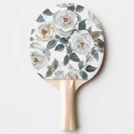 Tuinrozen | Witte Waterverf Bloemige Vintage Tafeltennisbatje