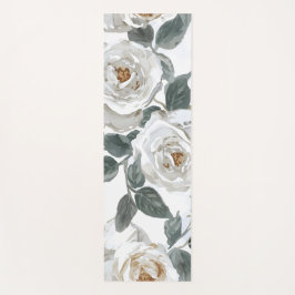 Tuinrozen | Witte Waterverf Bloemige Vintage Yogamat