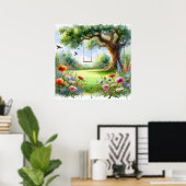 Tuinschommel landschap 1 poster (Thuiskantoor)