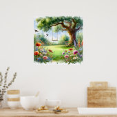 Tuinschommel landschap 1 poster (Keuken)