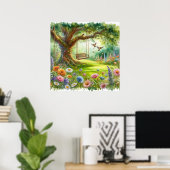 Tuinschommel landschap 2 poster (Thuiskantoor)