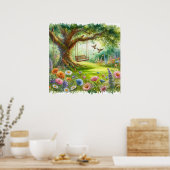 Tuinschommel landschap 2 poster (Keuken)