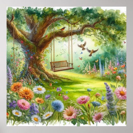 Tuinschommel landschap 2 poster (Voorkant)