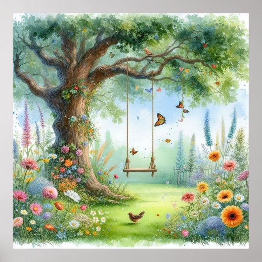Tuinschommel landschap 4 poster (Voorkant)
