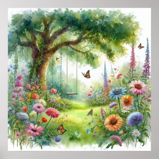 Tuinschommel landschap 5 poster (Voorkant)