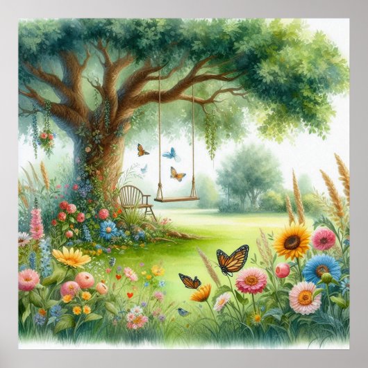 Tuinschommel Landschap 7 Poster (Voorkant)