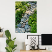 Tuinstenen pad door rustig bos poster (Thuiskantoor)