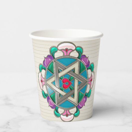 Tuinster in Lila Shabbos papieren bekers (Achterkant)