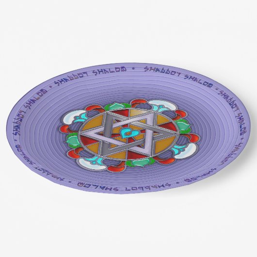 Tuinster in Lila Shabbos Papieren Bordje (Gekanteld)