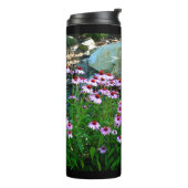Tuinstroom met Paarse Coneflowers Thermosbeker (Gedraaid links)