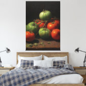 Tuinsymfonie: Rood en Groen Tomatenolieverfschilde Canvas Afdruk (Insitu (Slaapkamer))