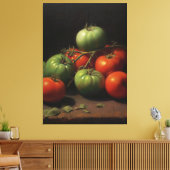 Tuinsymfonie: Rood en Groen Tomatenolieverfschilde Canvas Afdruk (Insitu (Woonkamer))