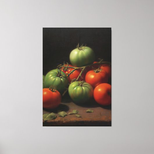 Tuinsymfonie: Rood en Groen Tomatenolieverfschilde Canvas Afdruk (Voorkant)