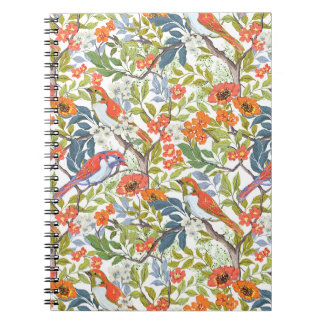 Tuintakken met bloemen, bladeren en vogels notitieboek