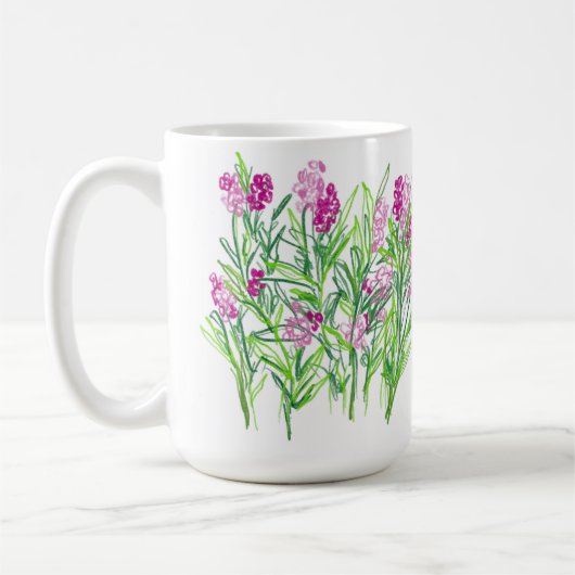 Tuintheemontwerp met roze bloemen mok (Links)