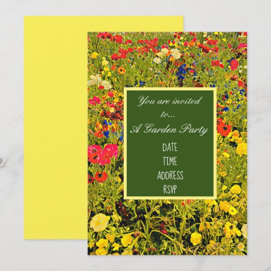 Tuinthema met wilde bloemen in modern design kaart (Voorkant / Achterkant)