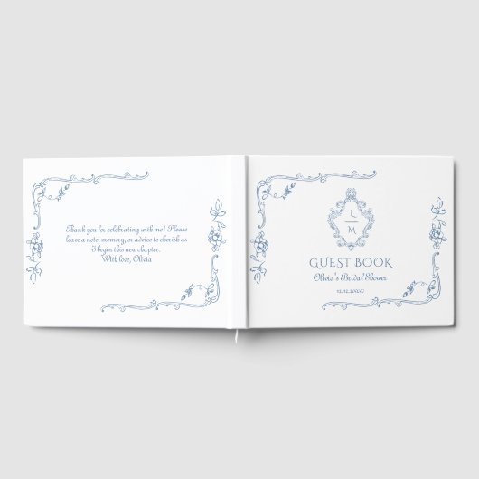 Tuintiliefde Vintage bloem Crest Bruiloft Gastenboek (Volledig)