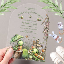 Tuintje met Mooie Rups Baby Shower Uitnodiging