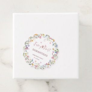 Tuintje met wilde bloemen en feeën 1e verjaardagsf bedankjes labels