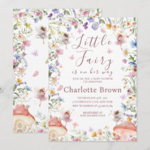 Tuintje met wilde bloemen en feeën baby shower uit