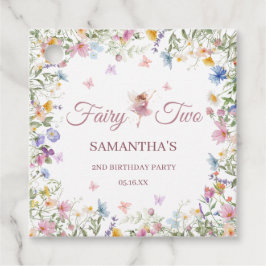 Tuintje met wilde bloemen fee 2de verjaardagsfeest bedankjes labels