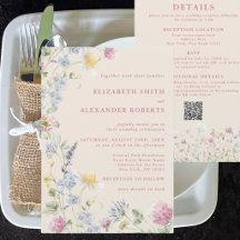 Tuintje met wilde bloemen QR-code 2-zijdig huwelij