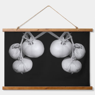 Tuintomaten in zwart-wit hangend wandkleed