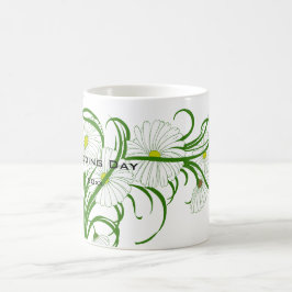 Tuintransparant met witte Gerber-madeliefjes voor  Koffiemok