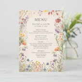 Tuintrouwmenu met wilde bloemen chic menu (Staand voorkant)