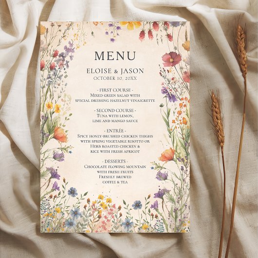 Tuintrouwmenu met wilde bloemen chic menu