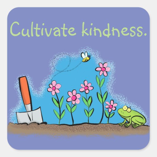 Tuintuin met kikkerbloemen en sticker van bijen (Voorkant)