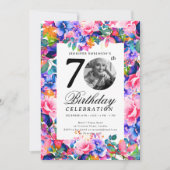 Tuintuin Regenboog Bloemen Foto 70e Verjaardagsfee Kaart (Voorkant)