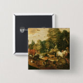 Tuintuin van Eden (olie op doek) Vierkante Button 5,1 Cm (Voorkant /achterkant)