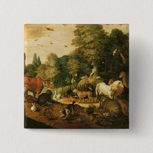 Tuintuin van Eden (olie op doek) Vierkante Button 5,1 Cm (Voorkant)