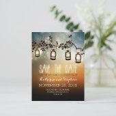 Tuinverlichting - Lantaarns rustiek Save the Date Aankondigingskaart (Staand voorkant)