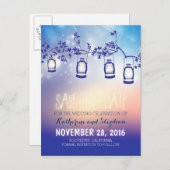 Tuinverlichting - Lantaarns rustiek Save the Date Aankondigingskaart (Voorkant / Achterkant)